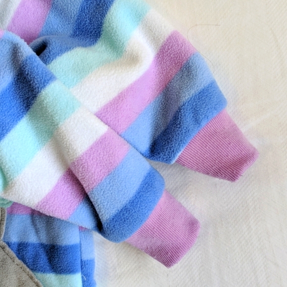 carter's striped fleece zipper footie sleeper pajamas 3 months baby girl - Picture 5 of 8